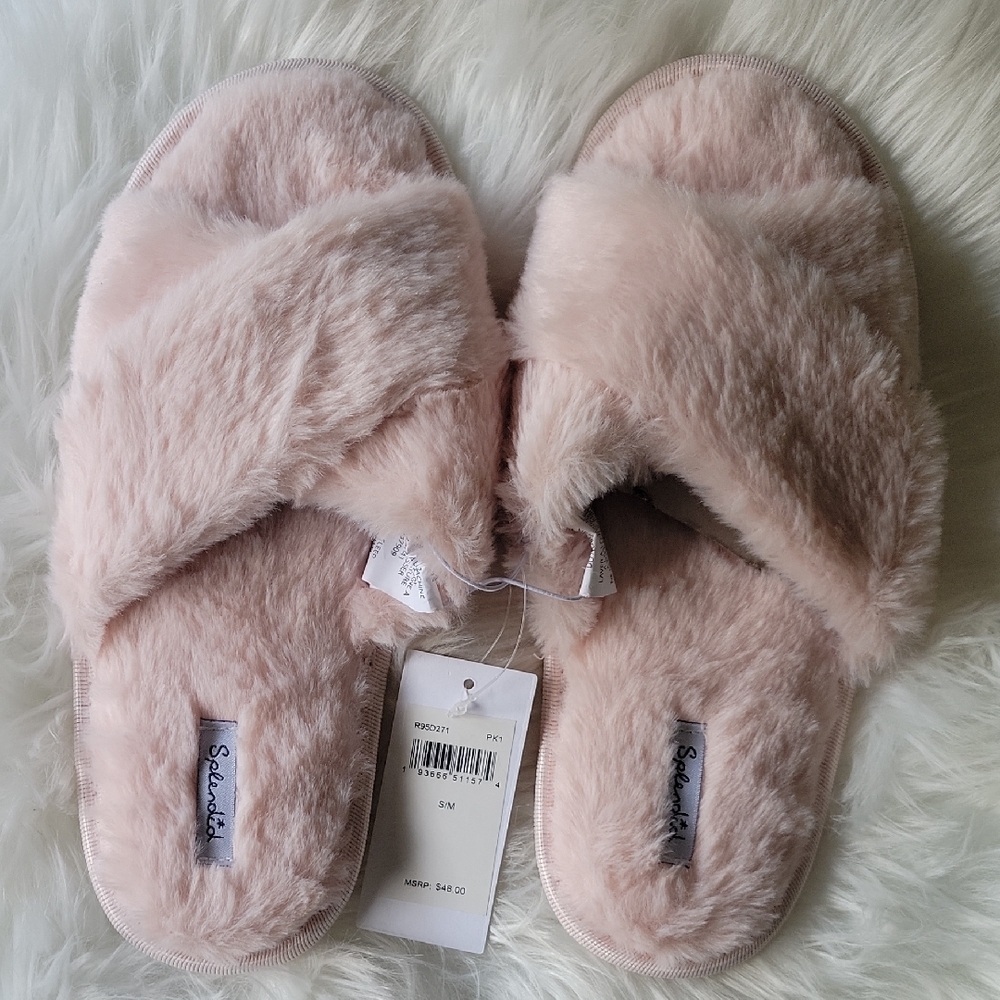 Women's Soft Pink Plush Slippers